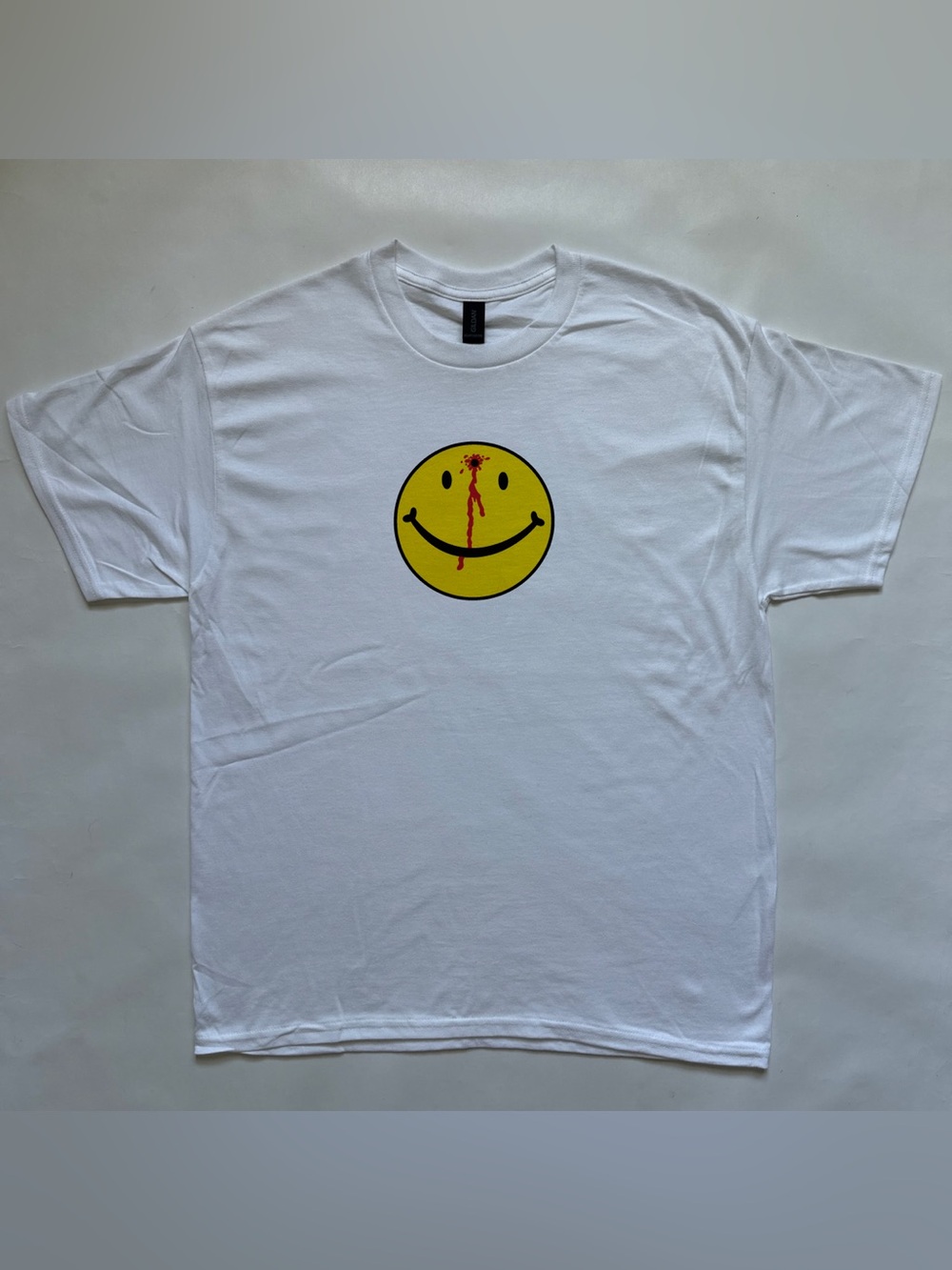 Vintage headshot smiley grunge happy face bullet hole gunshot dead tee